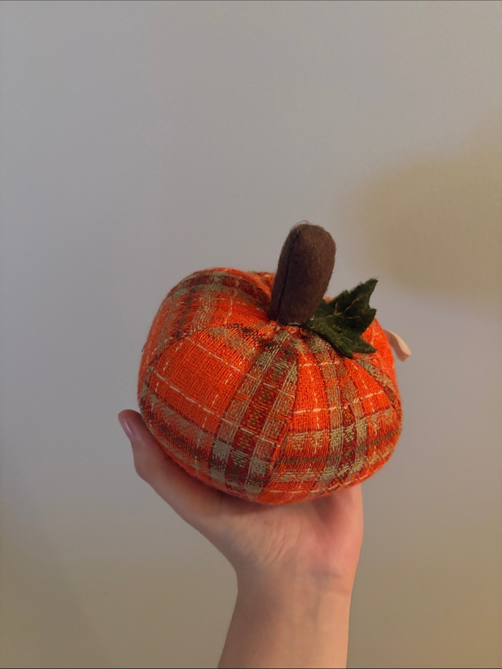 Orange Plaid Fabric Pumpkin Holiday Décor